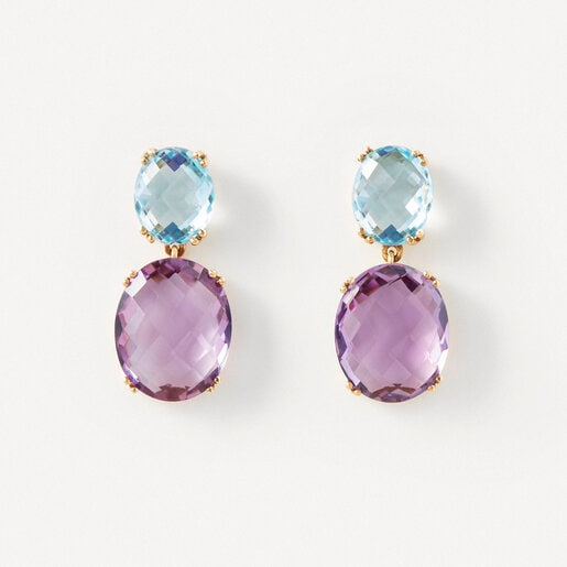 ATELIER Color Earrings in Gold with Topaz and Amethyst