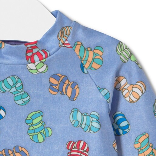 Long-sleeved beach t-shirt in Candy blue