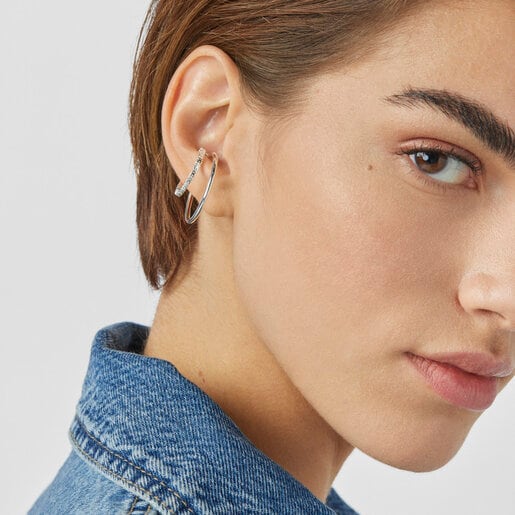 Silver Straight double Earcuff | TOUS