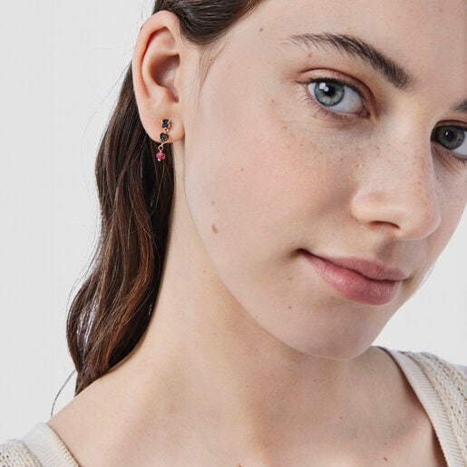 Короткие серьги Motif из розового вермеля со шпинелями и рубином
