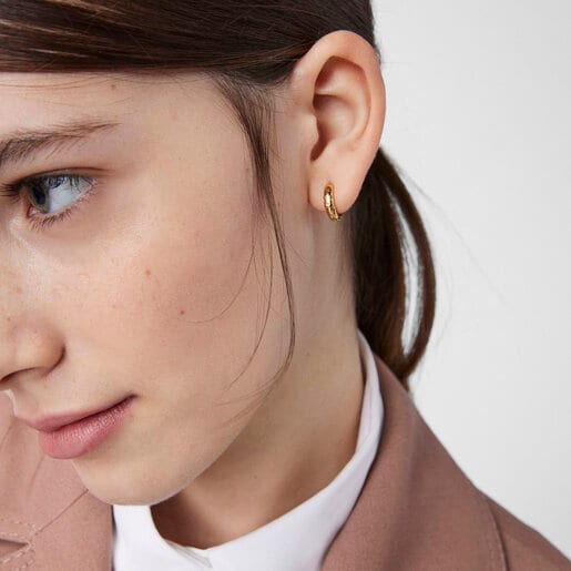 Pendientes aro con baño de oro 18 kt sobre plata Basics | TOUS