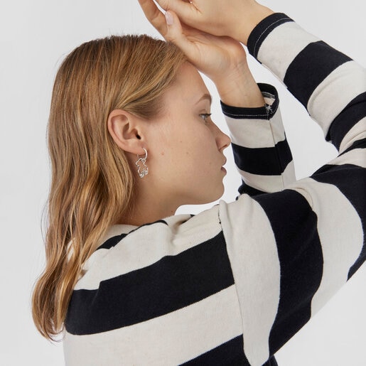 Aretes aro oso de plata y perlas cultivadas Tsuri