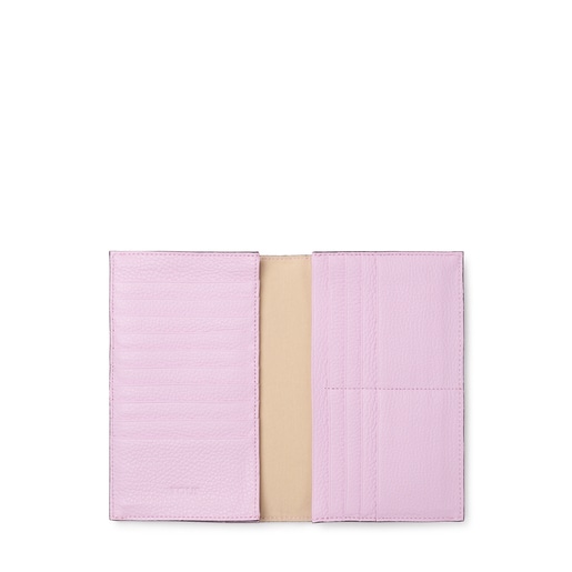 モーブカラーとブラックのレザーミディアムウォレット TOUS Empire