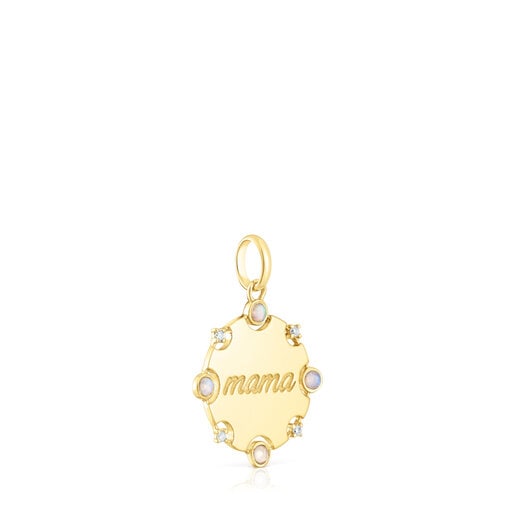 Zlatý Prívesok s medailónom s diamantmi a opálom TOUS Mama