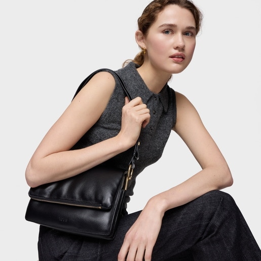 Sac à bandoulière noir moyen TOUS Audree Soft