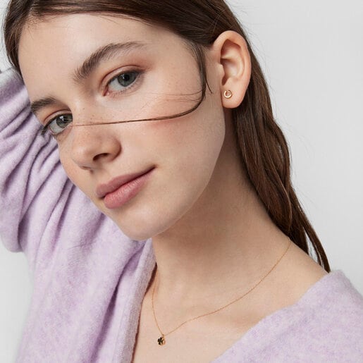 עגילי פרסה גוד וייבס מזהב צהוב