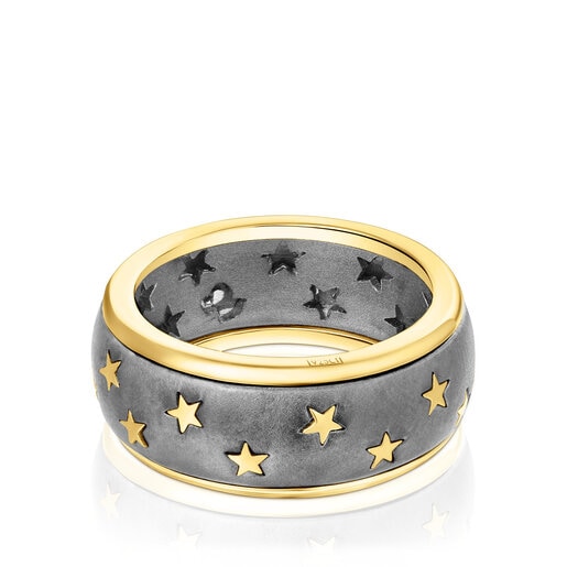 Bague Twiling en argent vermeil et dark silver