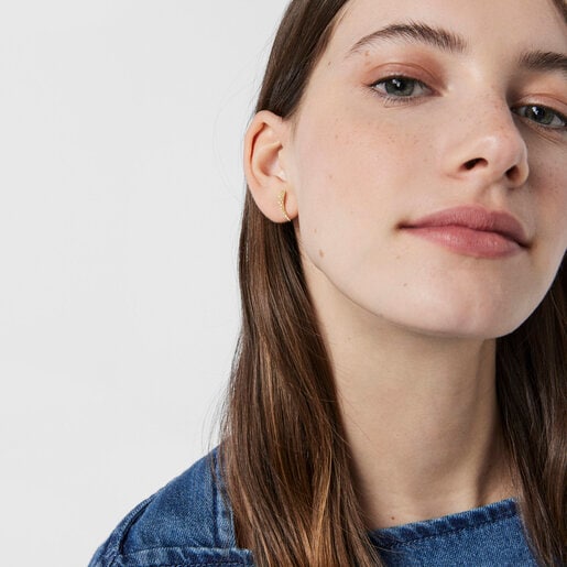 Gold TOUS Good Vibes cornucopia Earrings with Diamonds