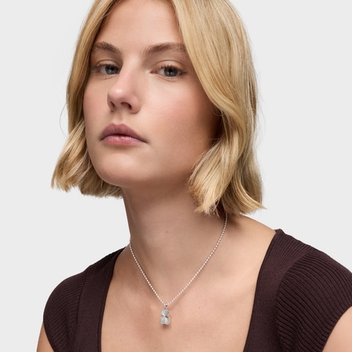 Pendentif ourson texturisé en argent Sweet Dolls