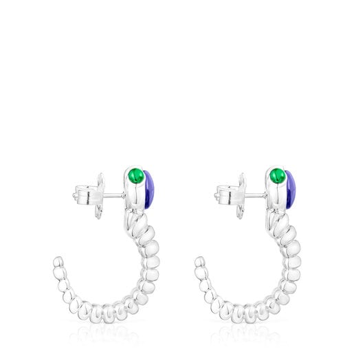 Boucles d’oreilles anneaux Virtual Garden en argent et argent de couleur violette