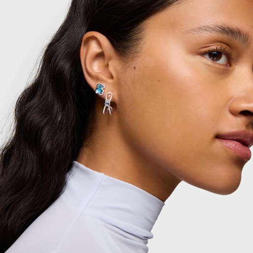 Silver Hoop earrings with laboratory-grown blue spinel Icon Color LGG