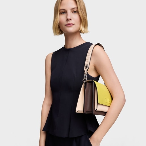 Medium lime and nude Crossbody bag Audree Saffiano