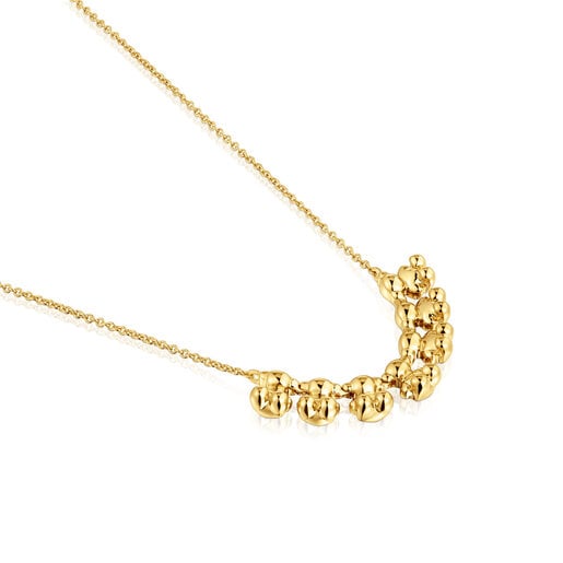 Bold Bear short Necklace with 18kt gold plating over silver and charm