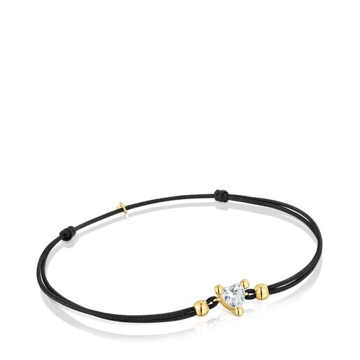 Gold Bracelet with laboratory-grown diamond and black nylon Garden Of Love LGD