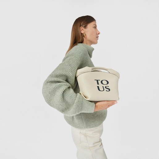 תיק סל TOUS Balloon קטן מעור בצבע בז'