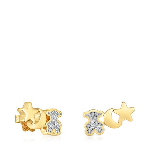 18kt gold plating over silver Climber earrings with diamonds TOUS 1950