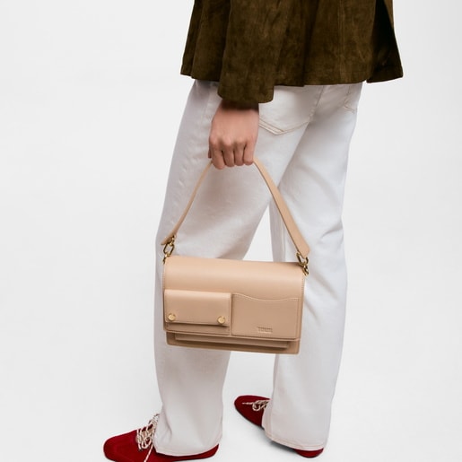 Sac à bandoulière sable moyen TOUS Audree Pockets