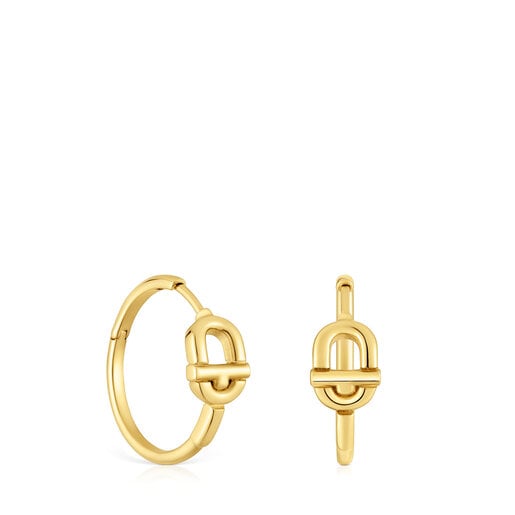 Short Hoop earrings with 18kt gold plating over silver and motif TOUS MANIFESTO
