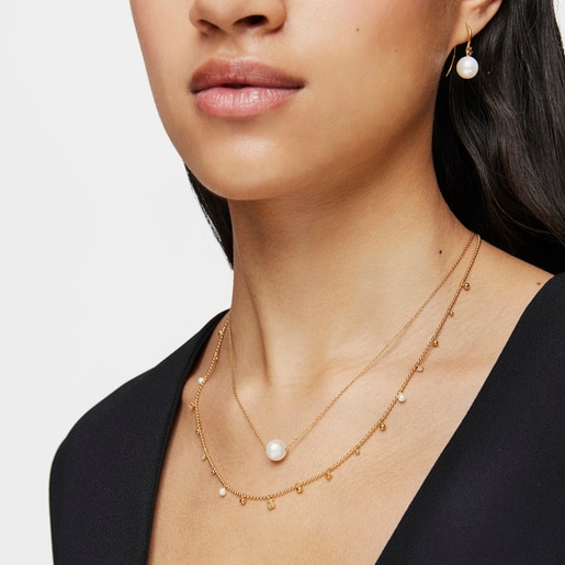 Silver Vermeil Gloss Necklace with Pearl