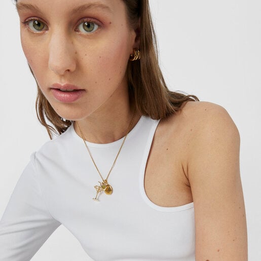 Silver vermeil St. Tropez Disco bear Pendant 18 mm