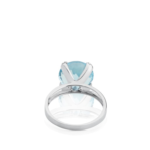 White Gold TOUS Color Kings Ring with diamonds and topaz