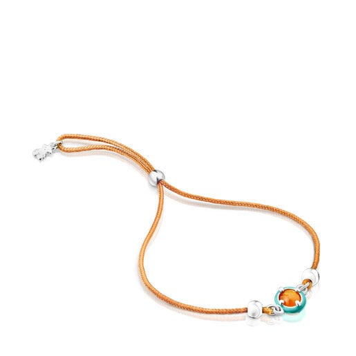 Bracelet TOUS Vibrant Colors en corde orange avec cornaline et émail