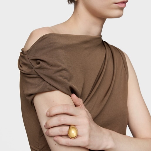 Wide Dome ring with 18kt gold plating over silver Warm