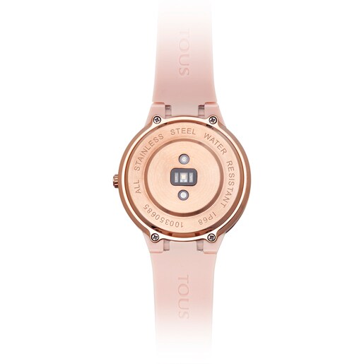 Pink IP steel Rond Connect Watch with nude-colored silicone strap