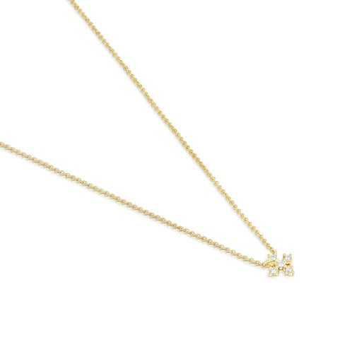 Gold Cross necklace with 0.08ct of diamonds Les Classiques | TOUS