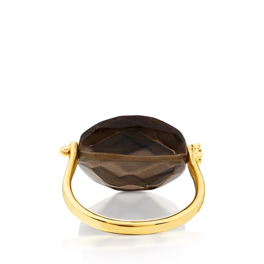 Anillo Terra con baño de oro 18 kt sobre plata con Cuarzo