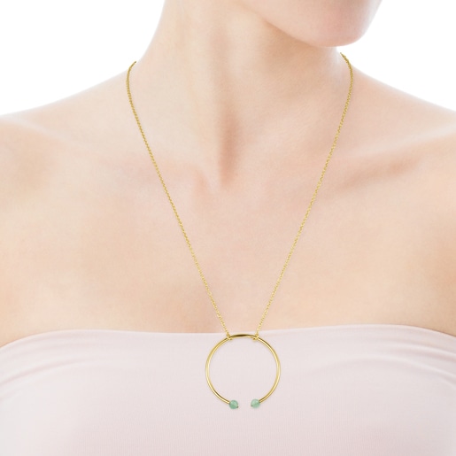Collar con baño de oro 18 kt sobre plata y cuarcita Batala