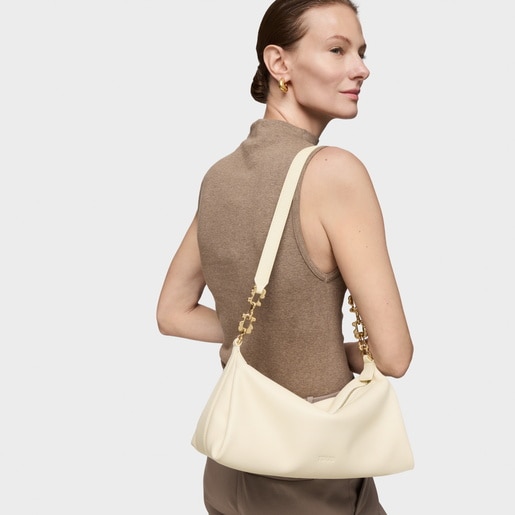 Beige chain leather Crossbody bag TOUS Fold