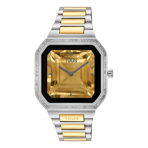 Reloj smartwatch con brazalete de acero, acero dorado y zirconitas B-Connect
