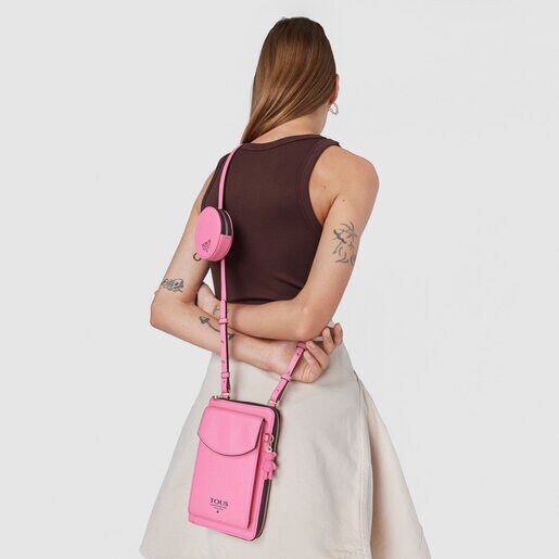 פאוץ' טלפון נתלה TOUS Funny בצבע ורוד בשילוב ארנק