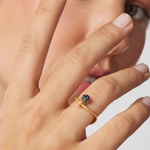 Silver vermeil Luah luna Ring with sapphires