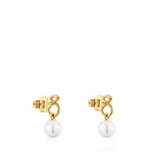 9kt gold bear-motif and cultured pearl Earrings TOUS Infinity