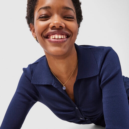 ペンダント  Magic Nature  ディスク  12mm　イエローゴールドコーティング　ラピスラズリ　