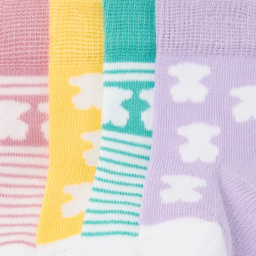 Conjunto de 4 pares de peúgas de bebé SSocks cor-de-rosa