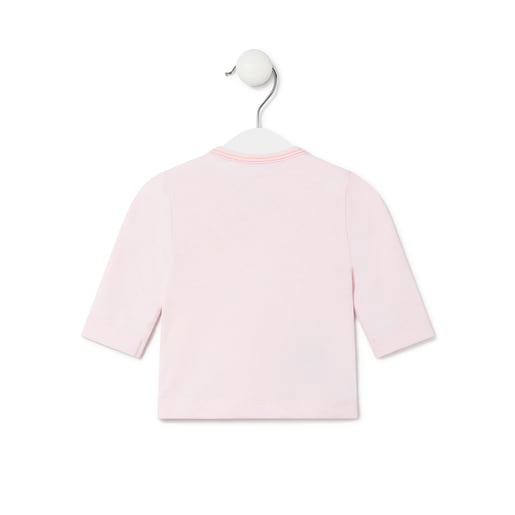 Camiseta de bebé cruzada lisa rosa