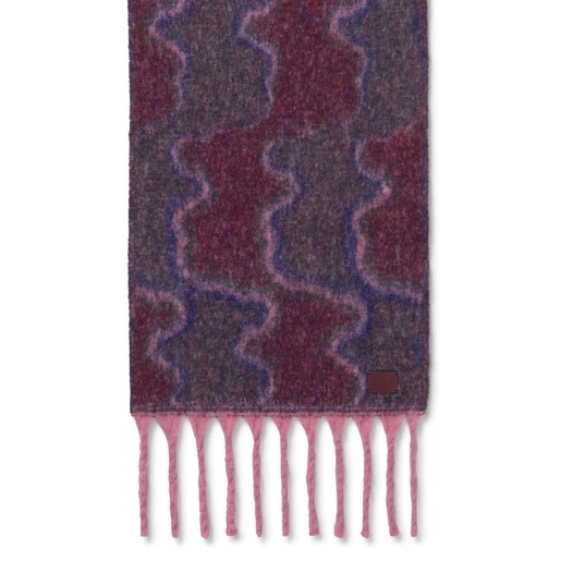 شال كبير الحجم باللونين الرمادي الداكن والعنابي من التشكيلة TOUS Bear Waves