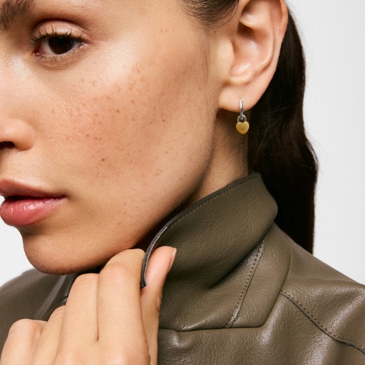 Aros de aro bicolor corazón candado TOUS Unlock