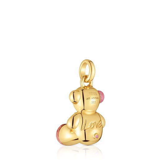 18kt gold plating over silver love bear Pendant with gemstones TOUS X LEA COLOMBO