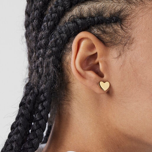 Aros largos Nocturne con baño de oro 18 kt sobre plata, Diamantes y Perla