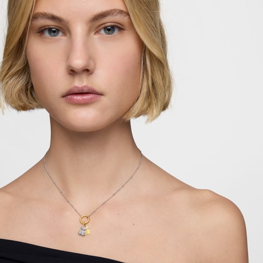 Colgante doble oso de oro 14 kt y diamantes Bold Bear