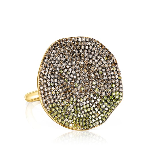 Gold ATELIER Nenufar Ring with yellow Diamonds