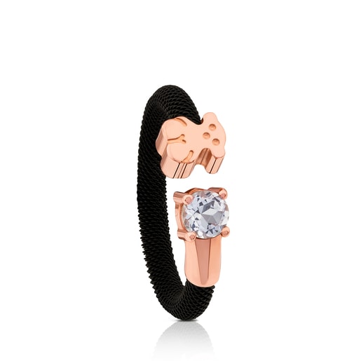 Bague Eklat en Acier et Argent Vermeil rose avec Topaze