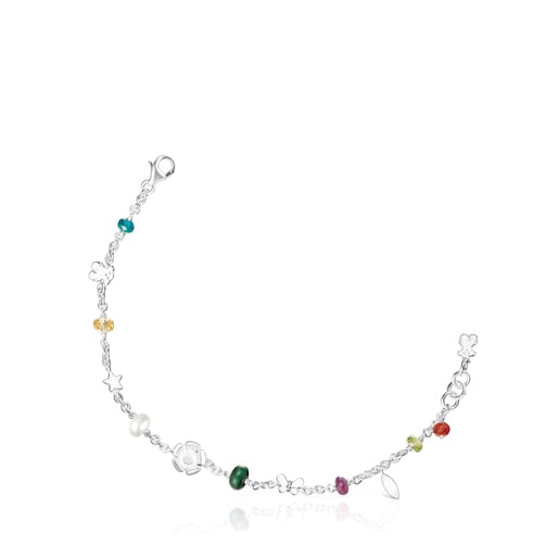 Silver Fragile Nature Bracelet with Gemstones | TOUS