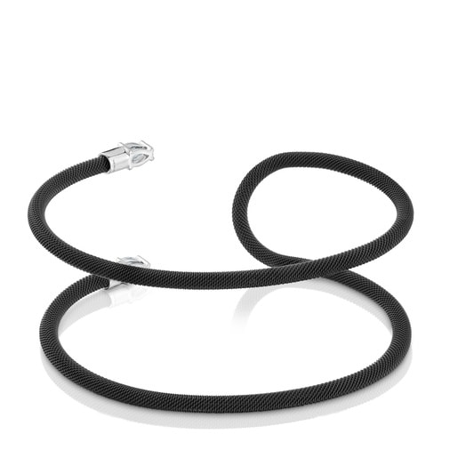 Platinum, black steel and lab-grown diamonds double Bangle TOUS Mesh LGD