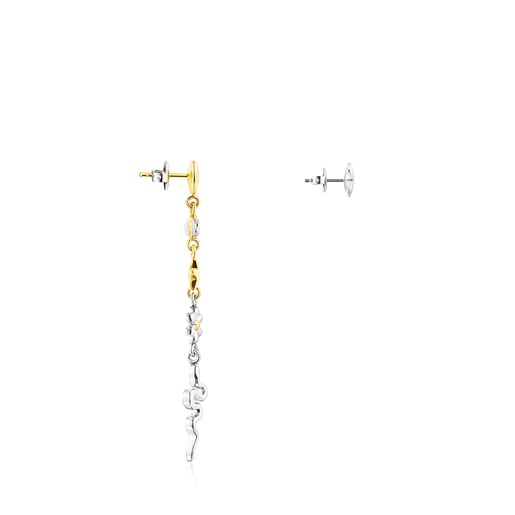 Short/long gold colored IP Steel Fragile Nature Earrings