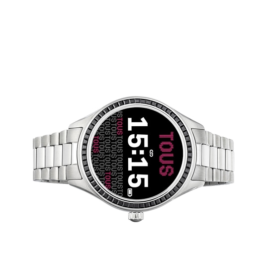 Reloj smartwatch con brazalete de acero y zirconias negras T-Shine Connect